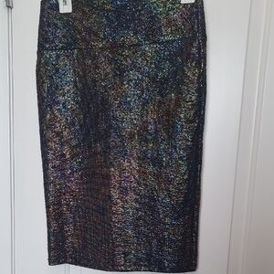 LuLaRoe Multicolor Shimmer Midi Pencil Skirt